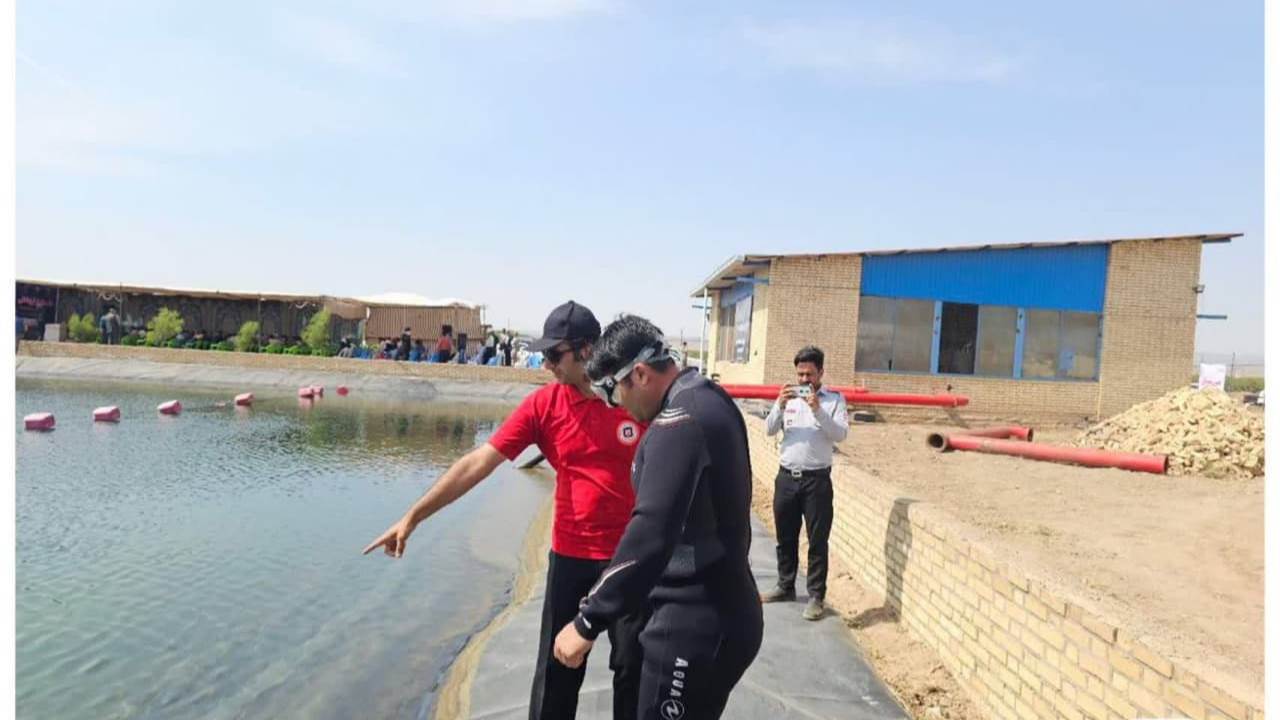 حضور تیم غواصی سازمان آتش‌نشانی سبزوار در مانور غرق شدگی شهرستان خوشاب